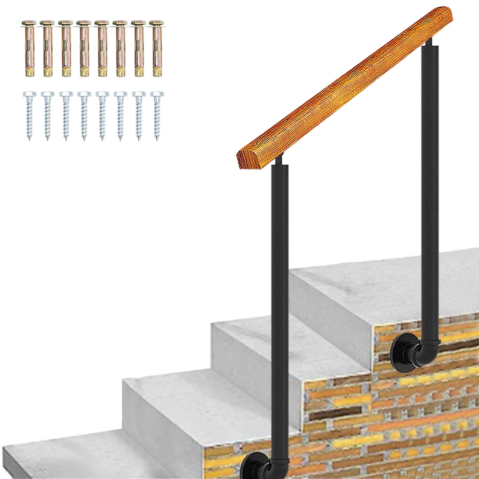 Mains courantes en bois pour marches extérieures de terrasse et jardin hauteur 95 cm