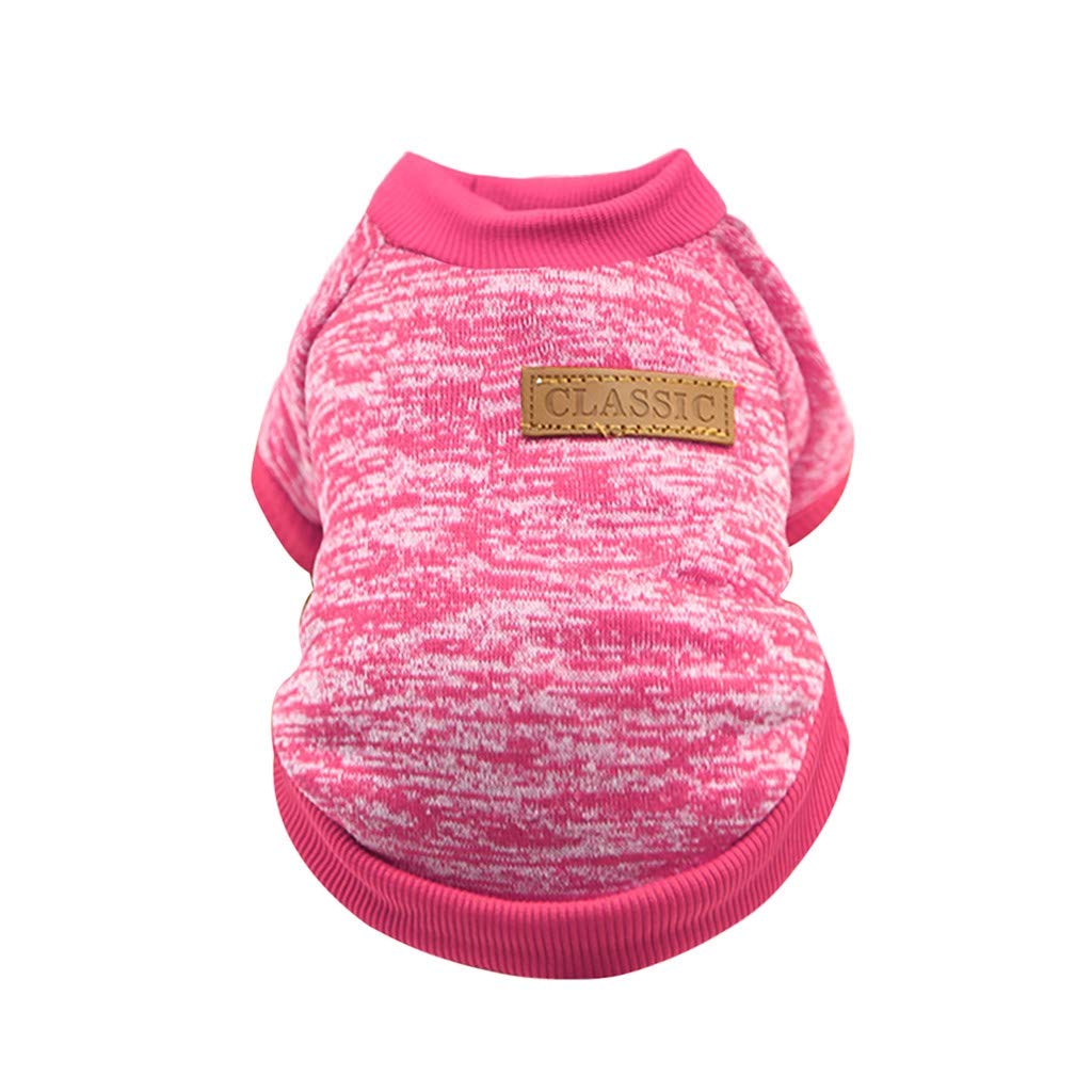 Pet Dog-Puppy Classic Sweater Sweatshirt Clothes Warm Jumper Winter Pet Clothes Hangers (Hot Pink, XL)