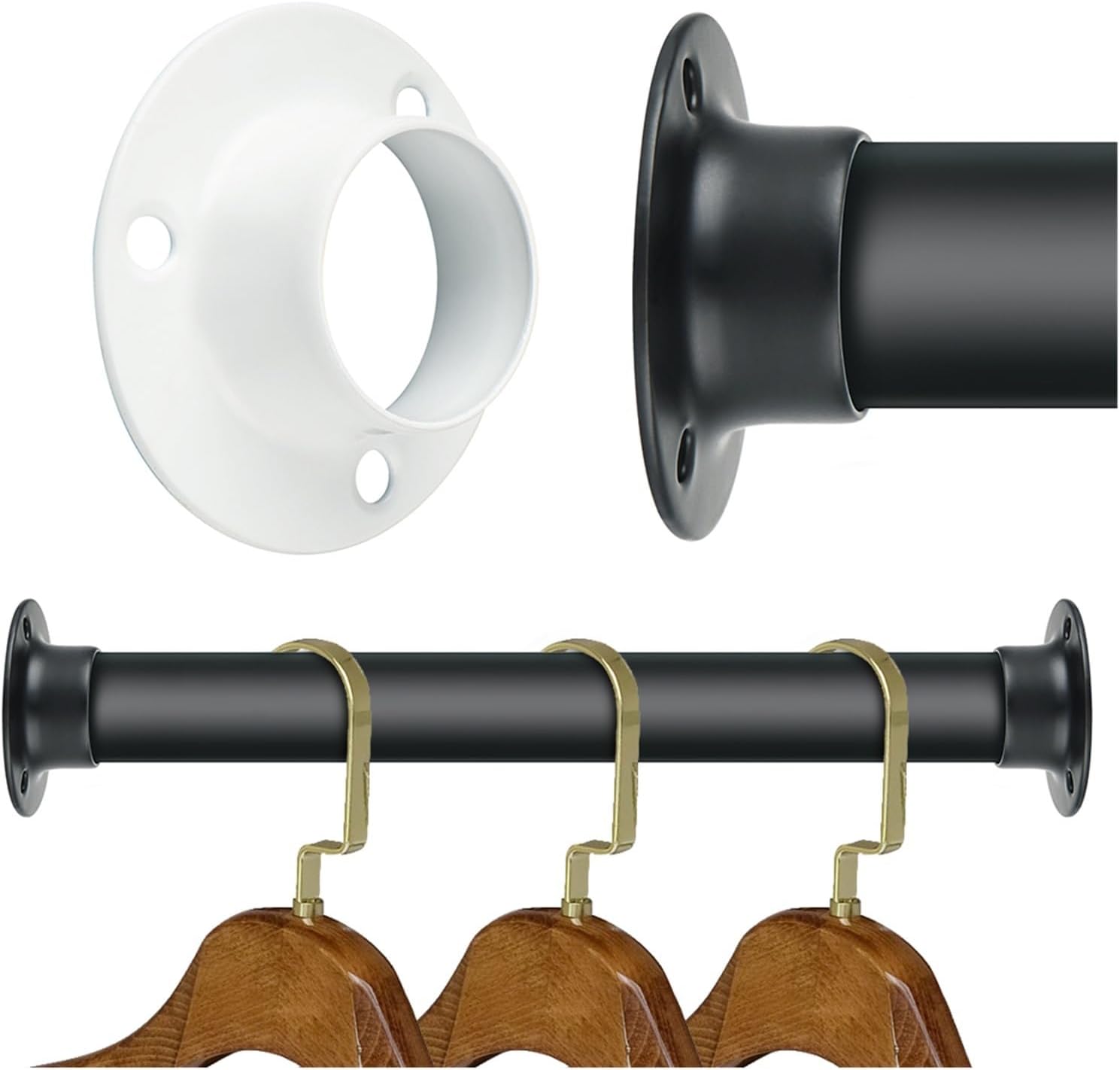 Closet Rod Brackets， Stainless Steel Pipe Bracket 25mm Dia For Wardrobe Hanging Rail Pack Of 2 Or 4(25mm,4pcs1Lot)