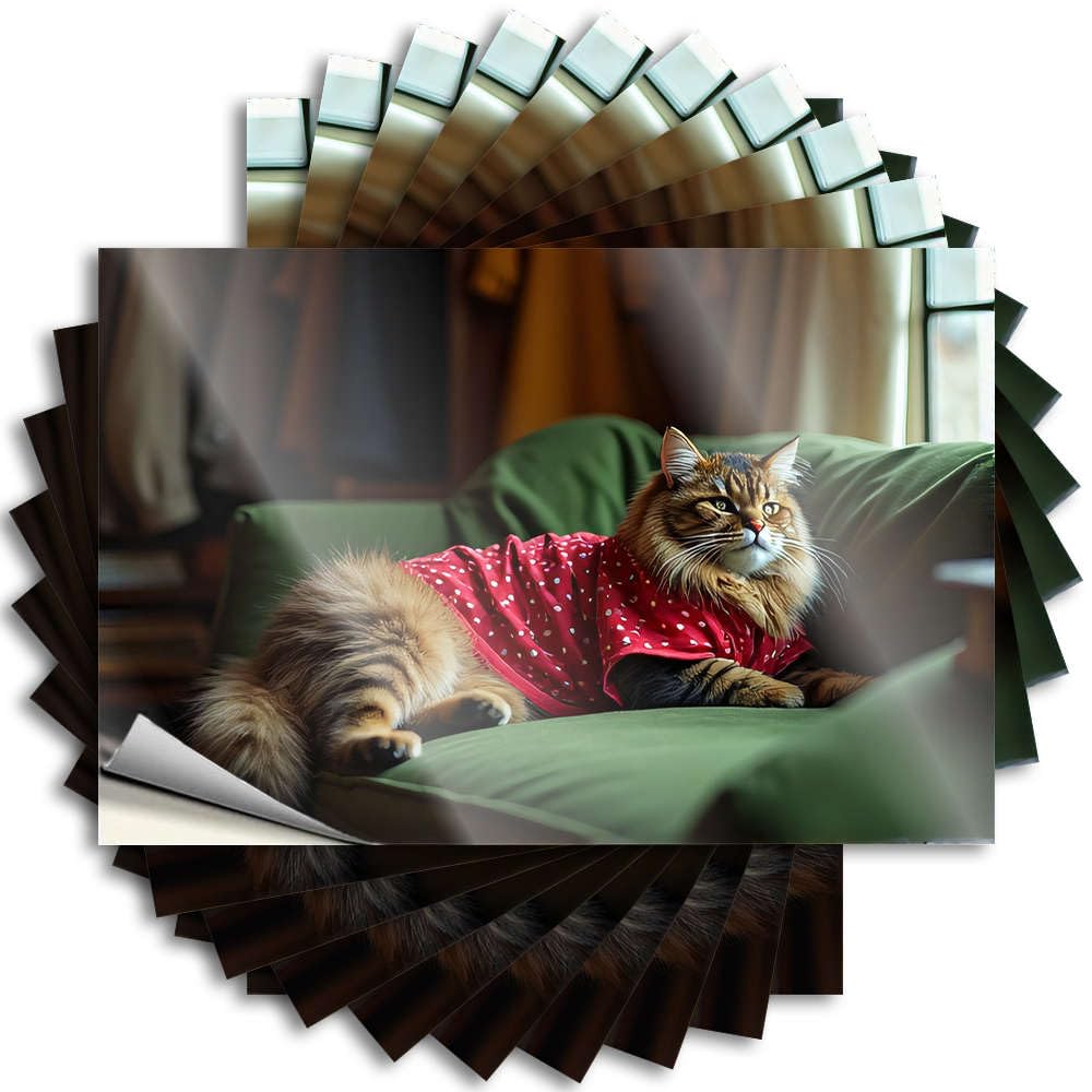 Sweet Bumper, Girly Helmet A Fluffy Cat in A Red Polka-dot Dress Lounges On A Green Couch | Funny Quote Mom Decals(8X12CM)