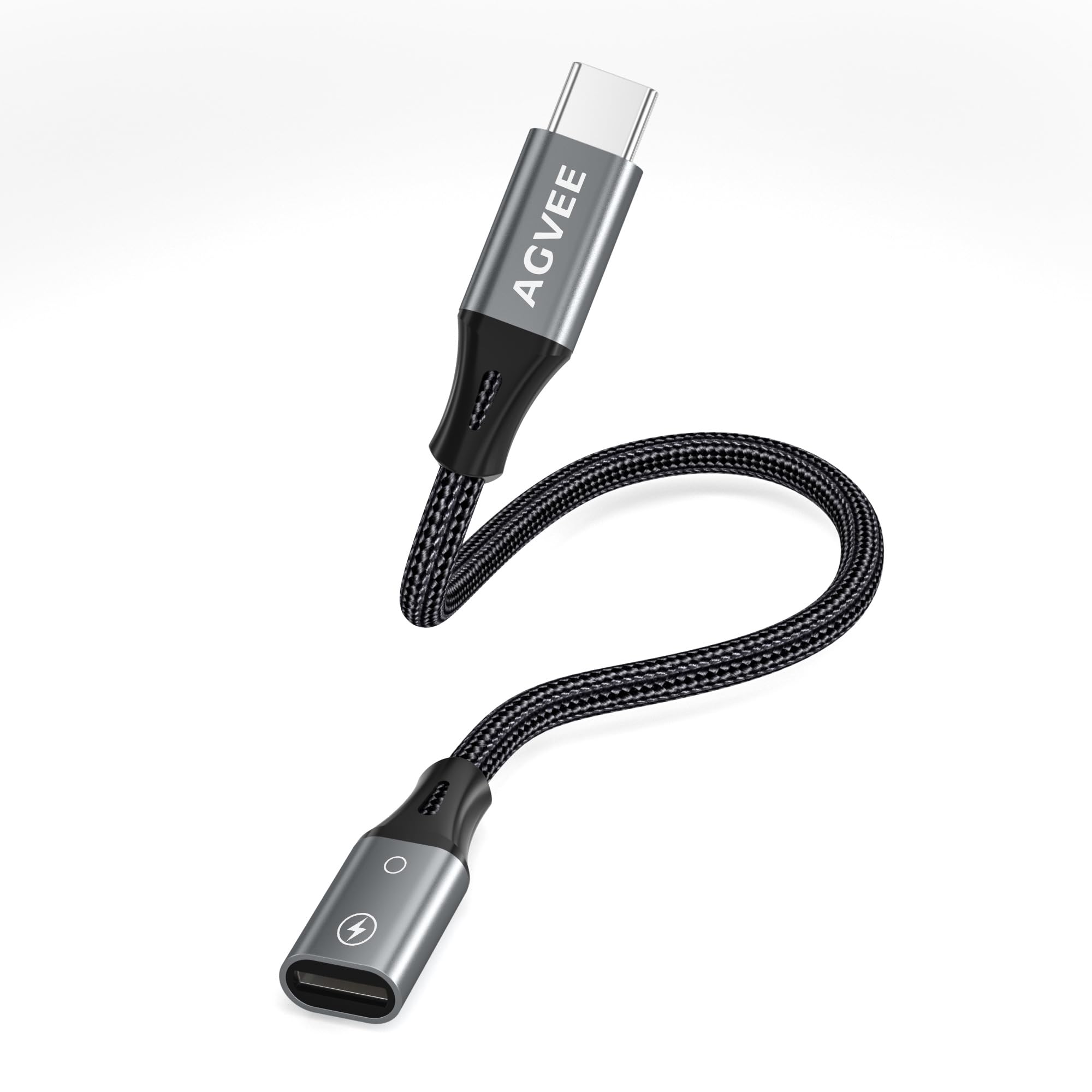 AGVEE 2 Pack 4 inch Lightning Female to USB C Male PD Adapter, 27W Fast Charger Charging Comverter for iPhone 15 16 Plus Pro Max Carplay, Samsung S25