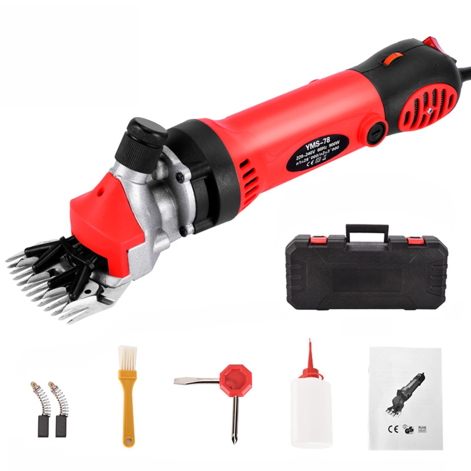 Tosatrice Elettrica per Pecore 900W 2800 giri/min Forbici Elettriche Pecore con 6 Velocità Regolabili, Professional Goats/Alpaca/Sheep Shear 220V(13 Lame di Denti Dritti)