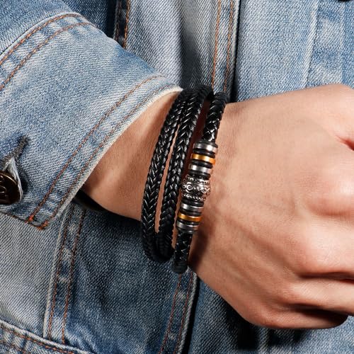 Image of To My Son /Grandson Bracelet From Mom Grandmother, Forever Linked Together Black Braided Leather Infinity Knot Inspirational Bracelets Engraved Love You Forever Birthday Gift Jewelry