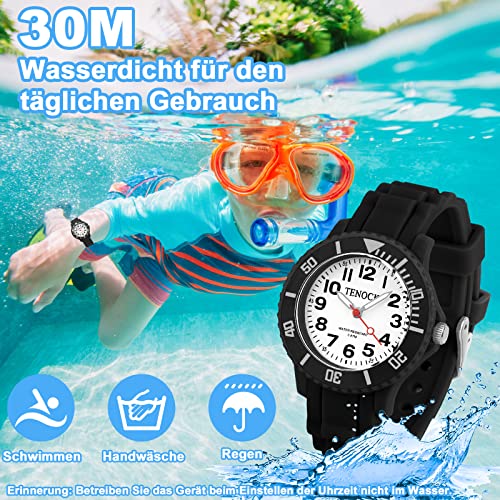 TENOCK-Kinder-Analog-Quarzuhr-Kinderuhr-Junge-Lernuhr-Kinder-Armbanduhr-30M-wasserdichte-Analoguhr-Kinder-Jungen-Maedchen-fuer-Outdoor-Sport