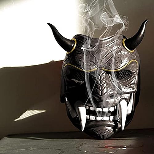 Miniatura 4 de Máscara de demonio japonés malvado Kabuki Hannya, máscara de demonio Oni Samurai Kabuki, Prajna Devil, máscara facial de demonio japonés Prajna