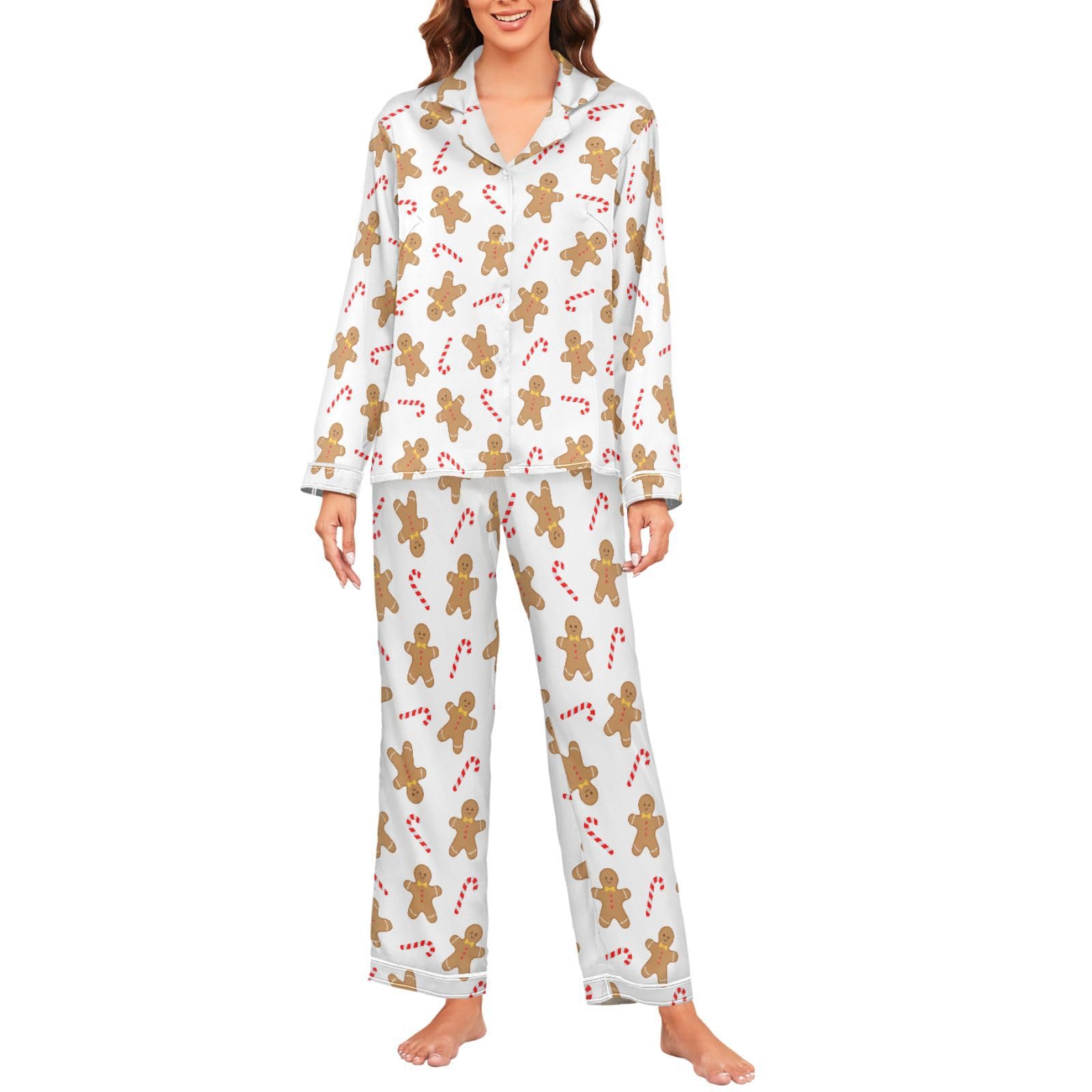 Laprad Women's Silk Satin Pajamas Set Loungewear Two-Piece Sleepwear Button-Down Pj Set