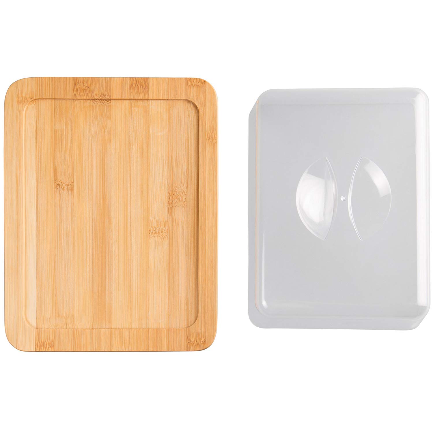 Jonas - Käseglocke / Käsedose / Käse Servierplatte / Bambus Schneidebrett - mit Deckel - Ideal für die Aufbewahrung von Käse oder andere Feinkosten - Abmessungen: 26 x 20 x 7,3 cm LxBxH