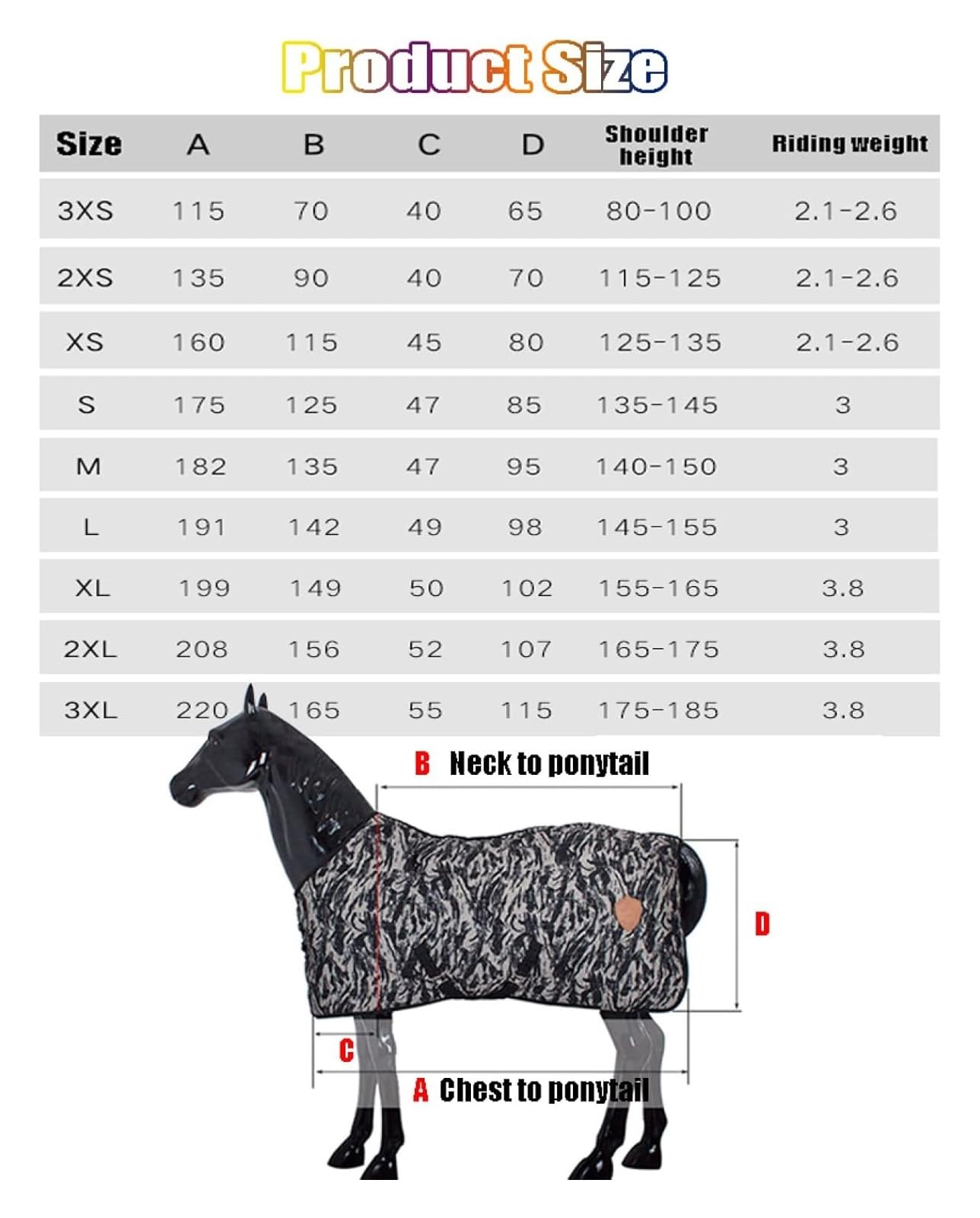 Manta de invierno ligera y transpirable Con cuello combinado impermeable camuflaje invierno manta de caballo con cuello desmontable térmica cómoda Mini manta de caballo duradera(XS)