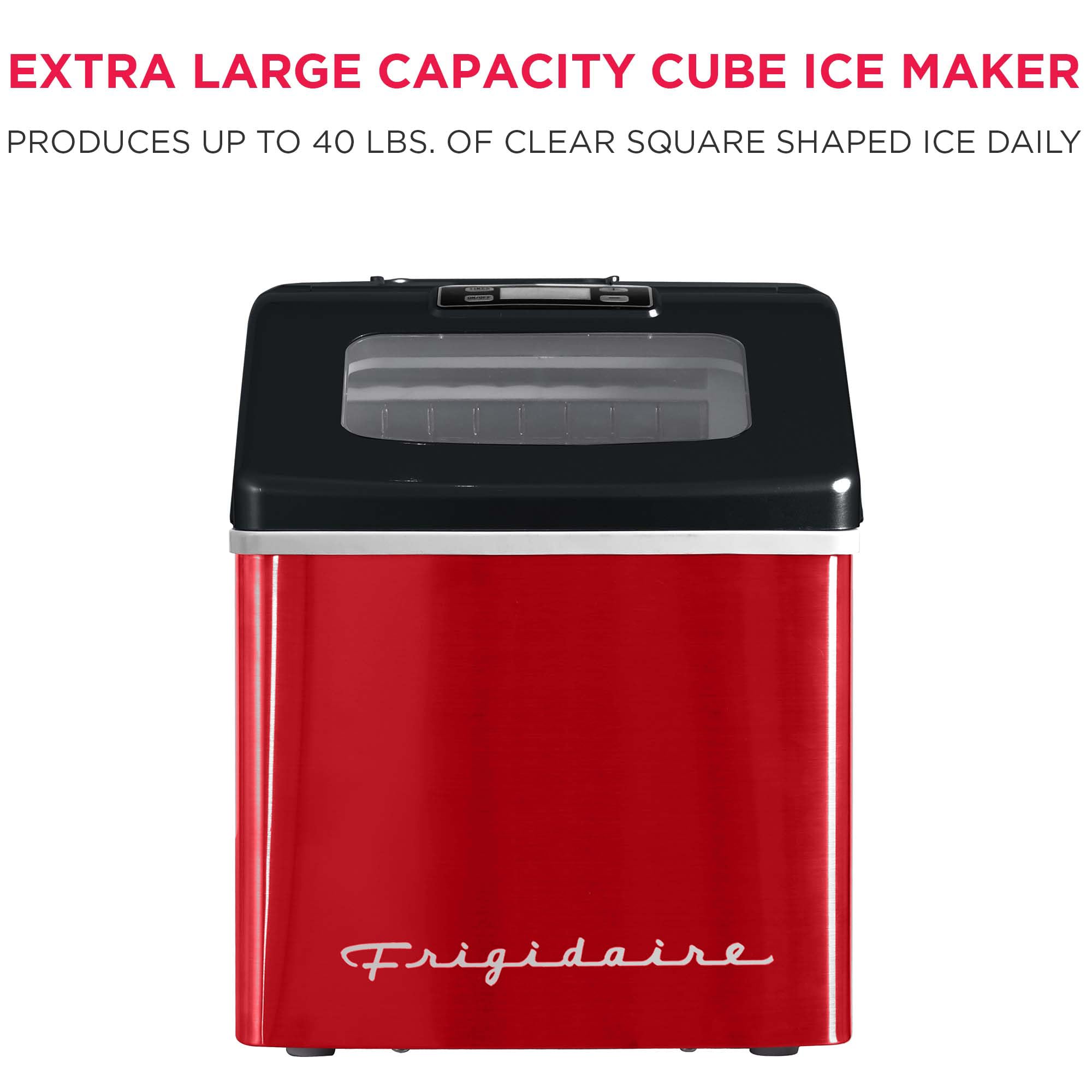Frigidaire Efic452-Ssred Xl Maker, Makes 40 Lbs. Of Clear Square Ice Cubes A Day, Stainless, Red Steel on Fridge.com - View 2