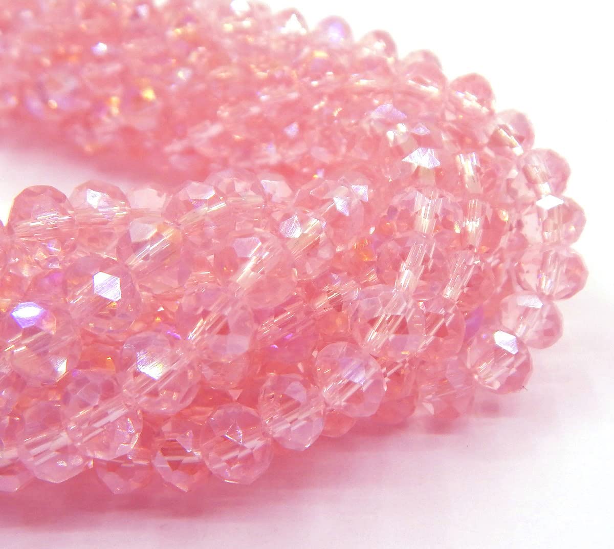 Perlin Czech Crystal Glass Beads, CZ Bohemian Faceted Rondelle Glass Beads, 3 x 2 mm, Glass Cut Beads, Pack of 50 (Pink) - Image 3