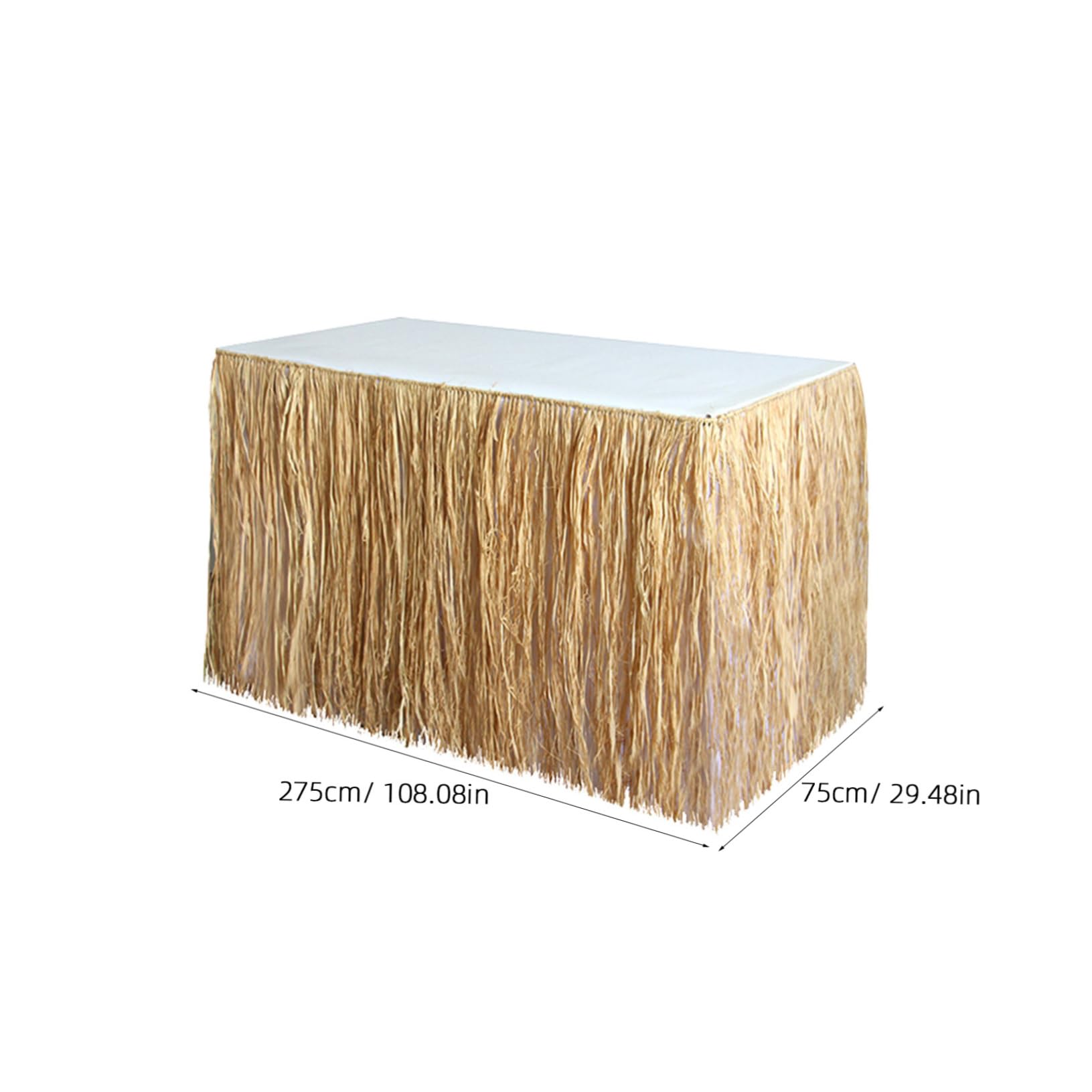 Amosfun Grass Skirt Party Decorations Table Hawaiian Backdrop for Adults Tropical Raffia- Summer Party Table Skirt Desk Skirt Decorative Prop with Simulation