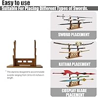 Vista 5 de Soporte katana de 3 niveles, soporte de hoja de cosplay, soporte de espada de madera para espada samurái, soporte de sable de luz, exhibición Tanto
