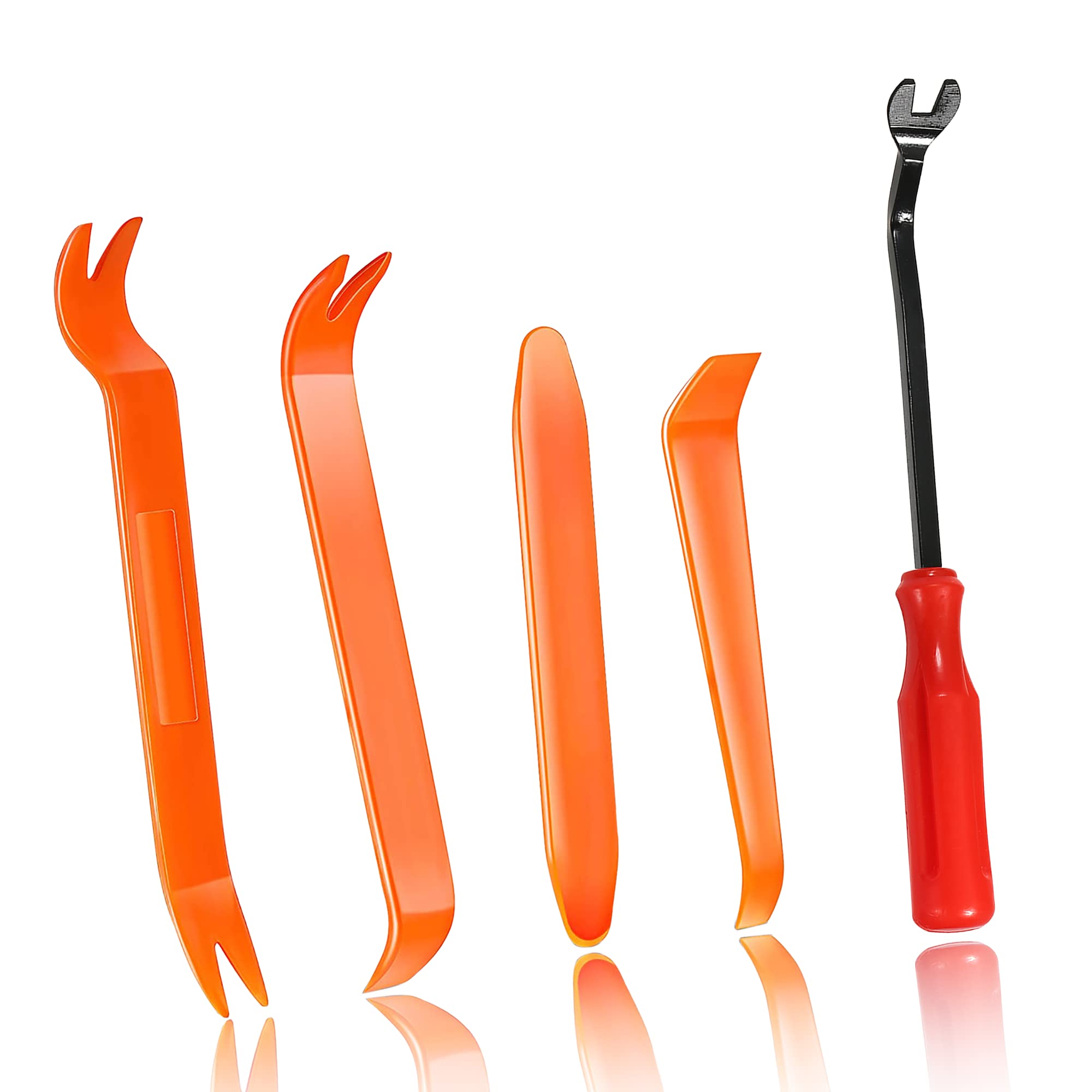 Car Trim Removal Tool, Car Stereo Removal Tools, Plastic Pry Tool Kit, Car Panel Dash/Radio/Door/Terminal Interior Accessories Removal Tool Kit, Car Door Audio Panel Trim Removal Set (5PCS Orange)