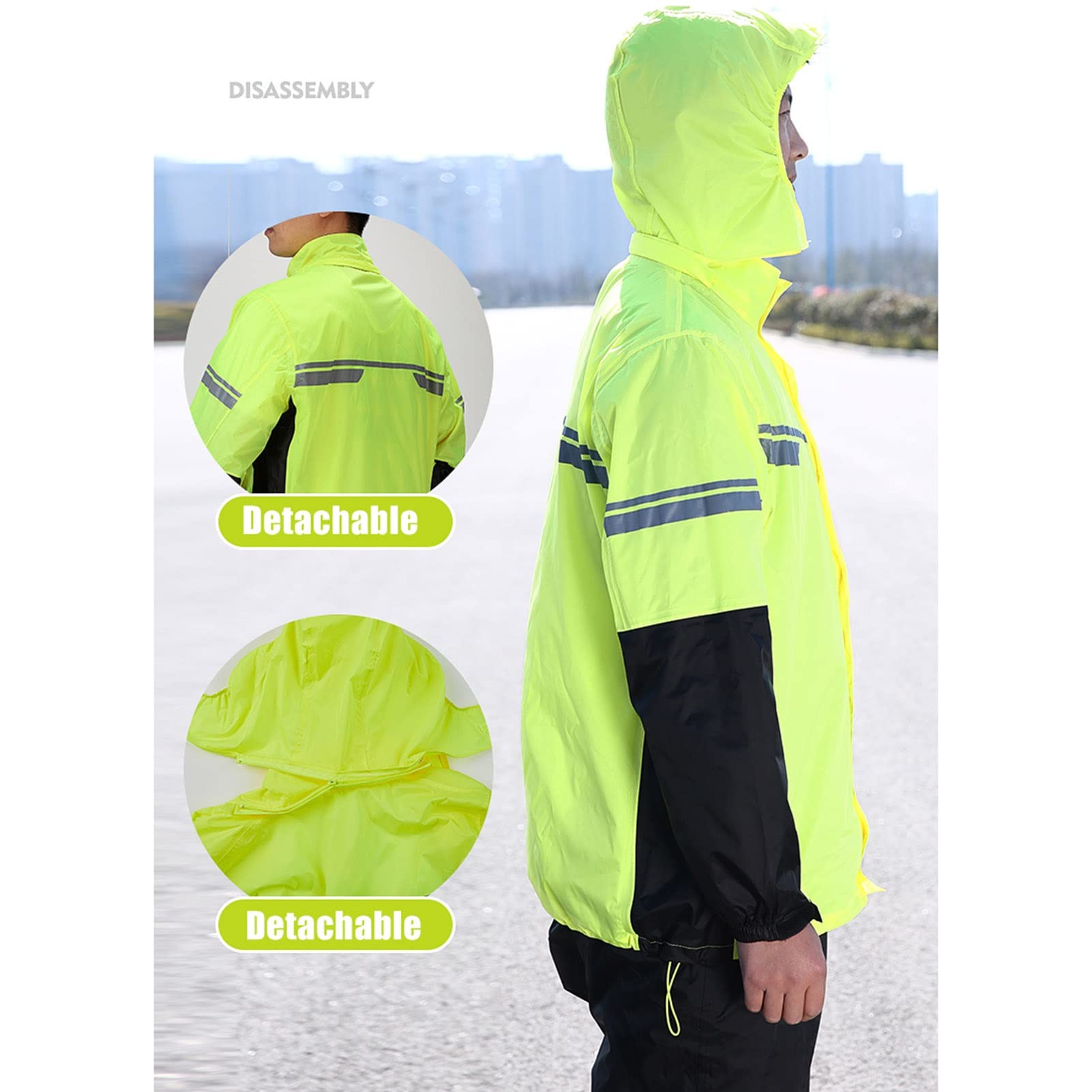 Hombres Abrigo de Lluvia Transpirable, Chaqueta Impermeable de Peso Pesado y Placa de Lluvia para el Camping de Deportes Senderismo al Aire Libre Ciclismo - M/l/XL/XXL / 3XL