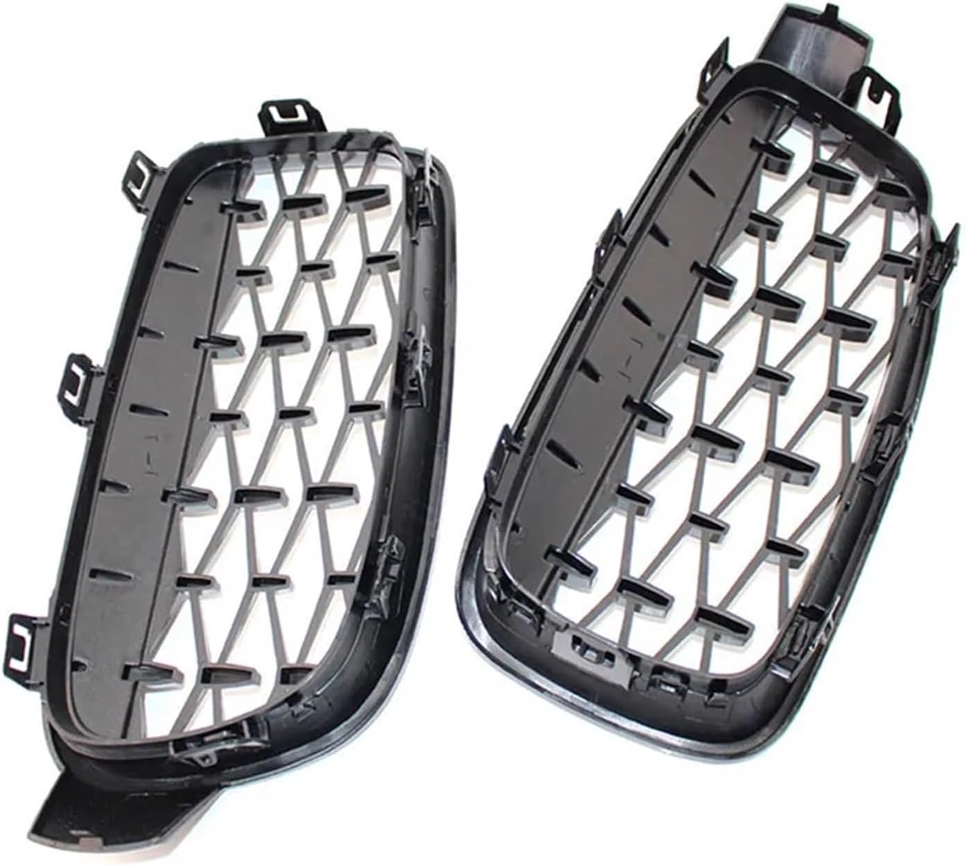 One Pair Chrome Kidney Grilles Compatible with BMW 3 Series F30 F35 F31 2012-2018 Meteor Style Diamond Style Racing Grills(Glossy Black)