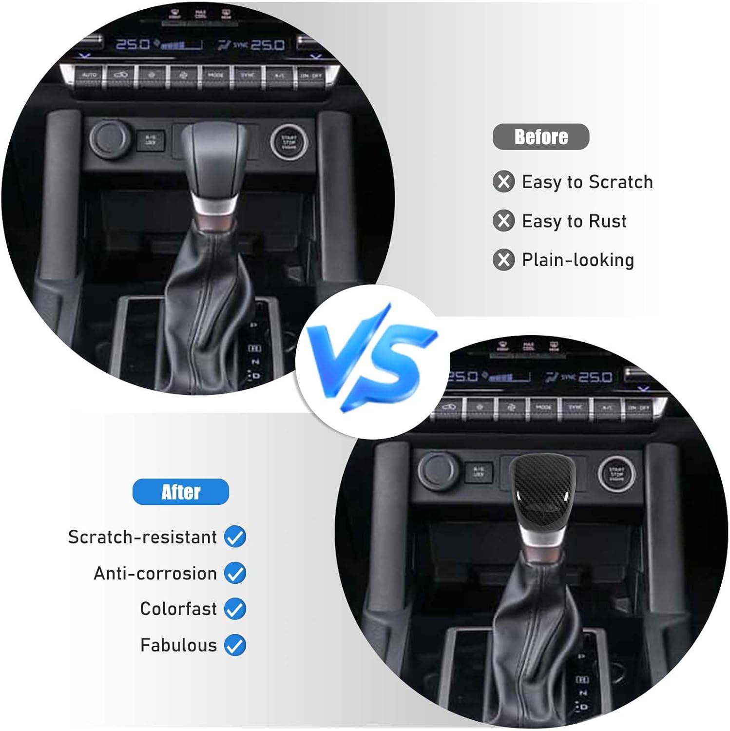 Gear Shift Knob Cover Trim for Mitsubishi Triton & L200 2024 2025 Accessories, ABS Car Center Console Shifter Head Protector Self-Adhesive Cover