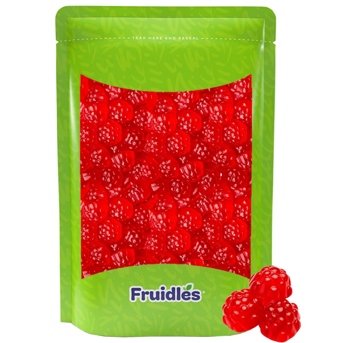 Fruidles Red Berry Gummi Raspberries Candy, Assorted Fruit Flavors Gummies, Allergy Friendly, Non-GMO, No Artificial Sweeteners Gummy (1 Pound Bag)