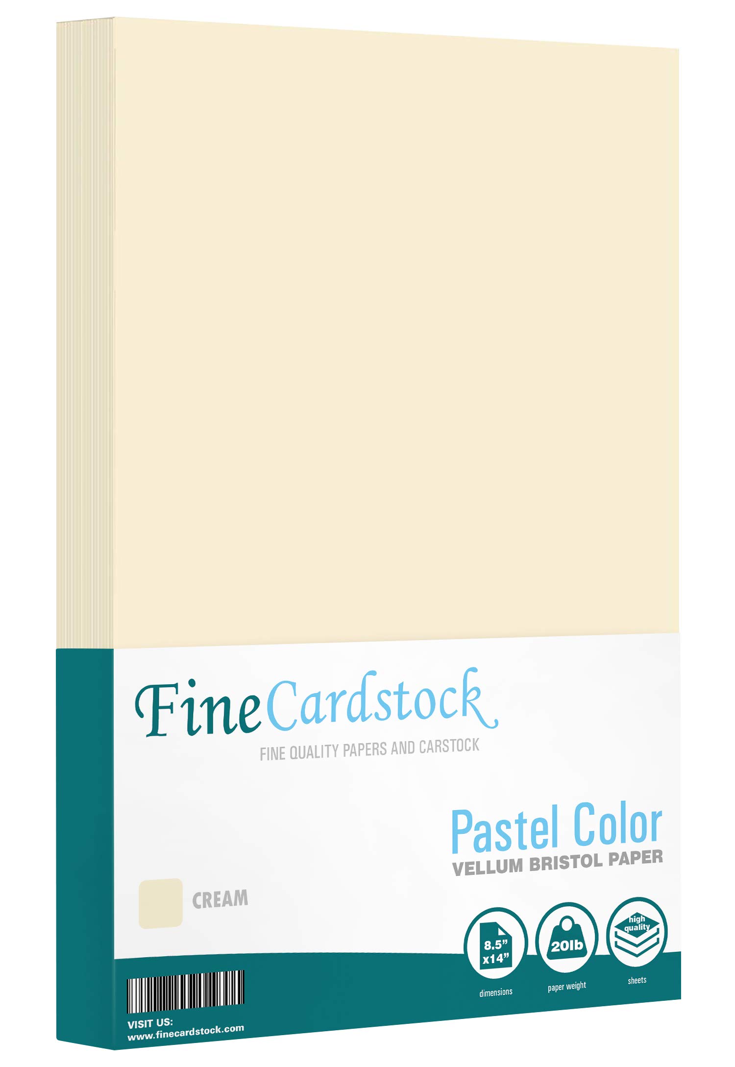 8.5 x 14" Cream Pastel Colored Paper - Great for Arts and Crafts, Invitations, Menus and Stationery Printing - 20lb Bond (75GSM) Legal Size Paper for