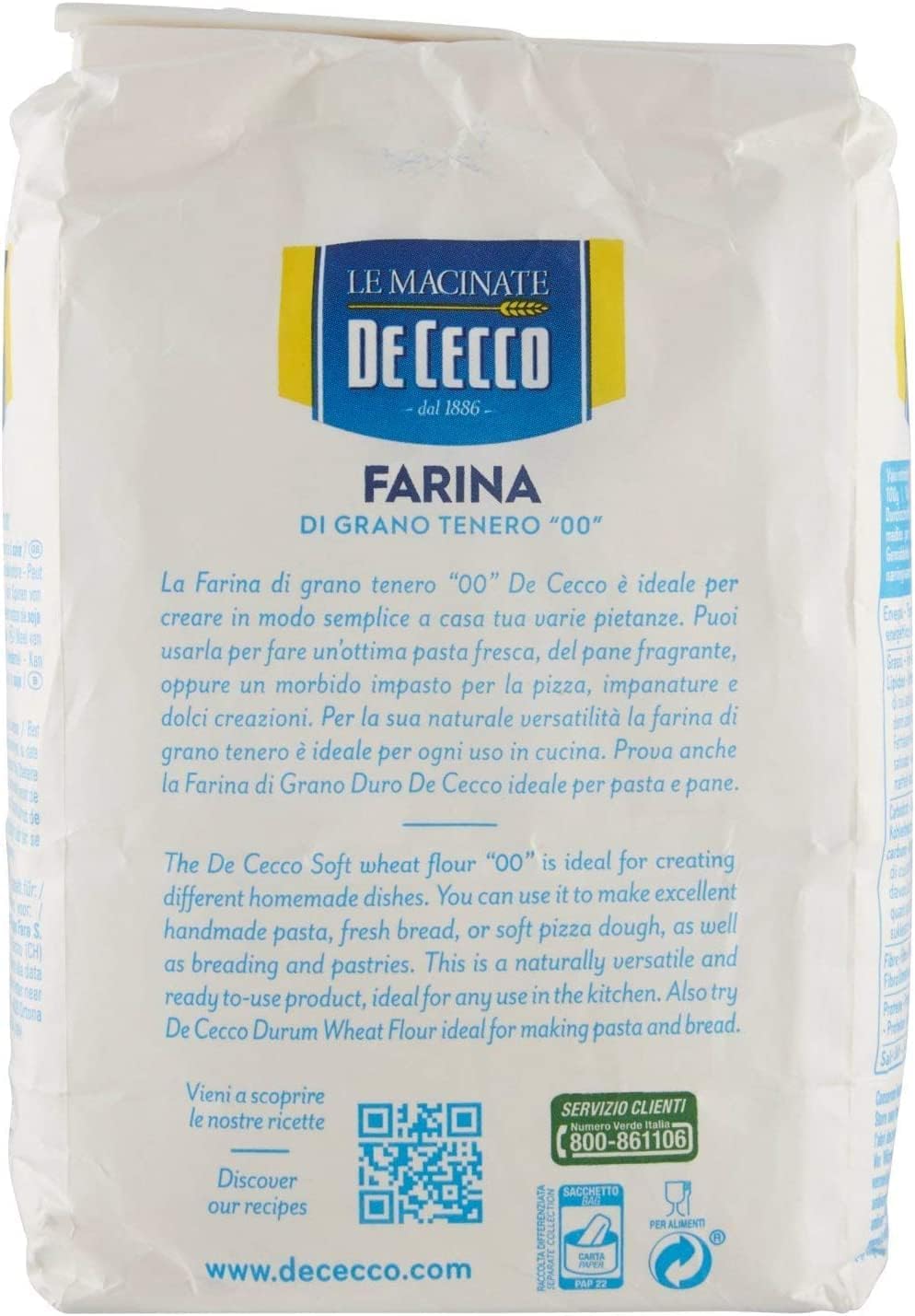 Italian Gourmet Farina di grano tenero Mehl 00 für Brot und Pizza, 24 x 1kg | Tipo doppio zero, ideale per impasti elastici; fein gemahlen, vielseitig, Gesamtnettogewicht 24 kg + Kostenlos Polpa 400g
