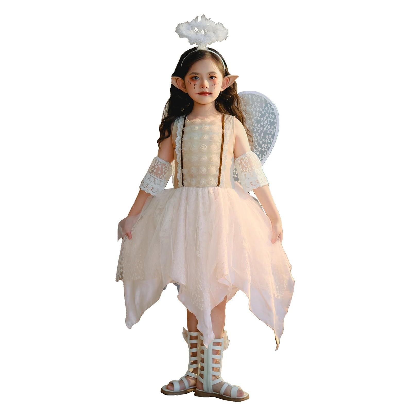 Generisch Faschingskostüm Mädchen - Feenkleid für Mädchen - florales Gartenpartykleid mit zartem - zauberhaftem Kostüm für Kinder zum Spielen und für Aufführungen