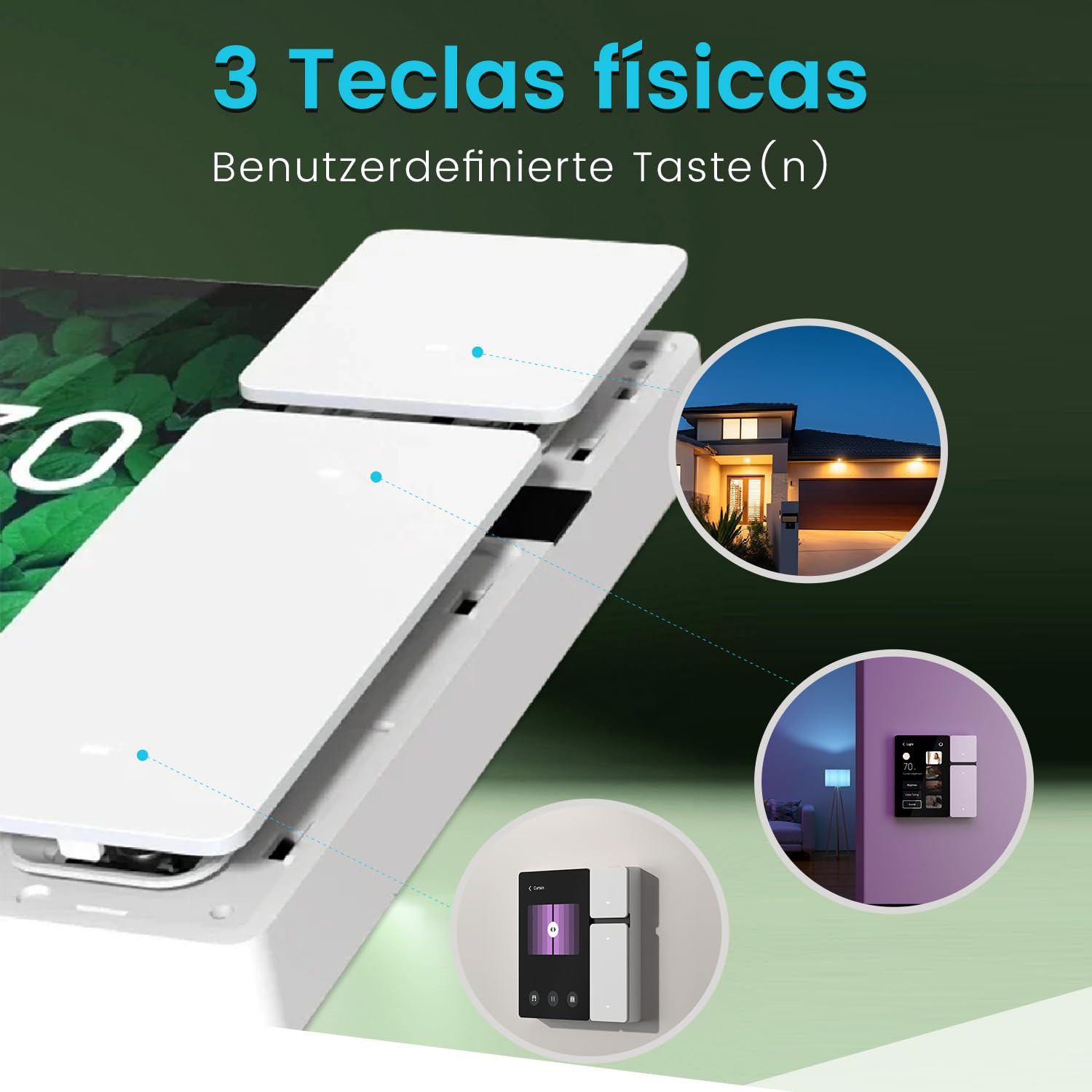 TONGOU Smart Home Panel Control 3.5 pulgadas, Conexión WLAN,BLE Mesh Hub,IR,Smart Life/Tuya App,tres botones físicos,tres canales de relé