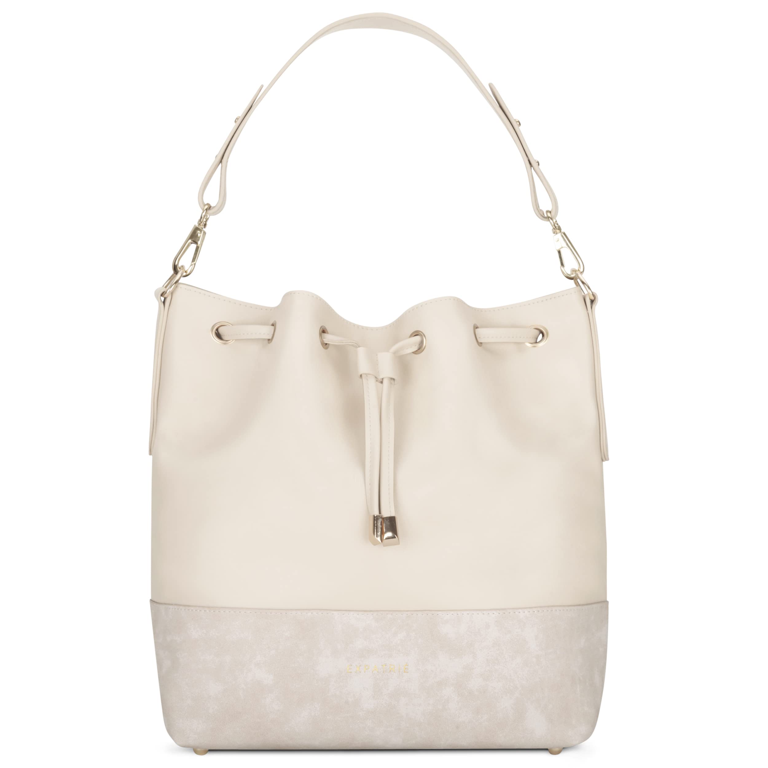 Expatrié Beuteltasche Damen Beige - Sarah Medium - Handtasche aus Veganem PU Leder - Umhängetasche für City, Business, Freizeit - Schlicht & Stylisch