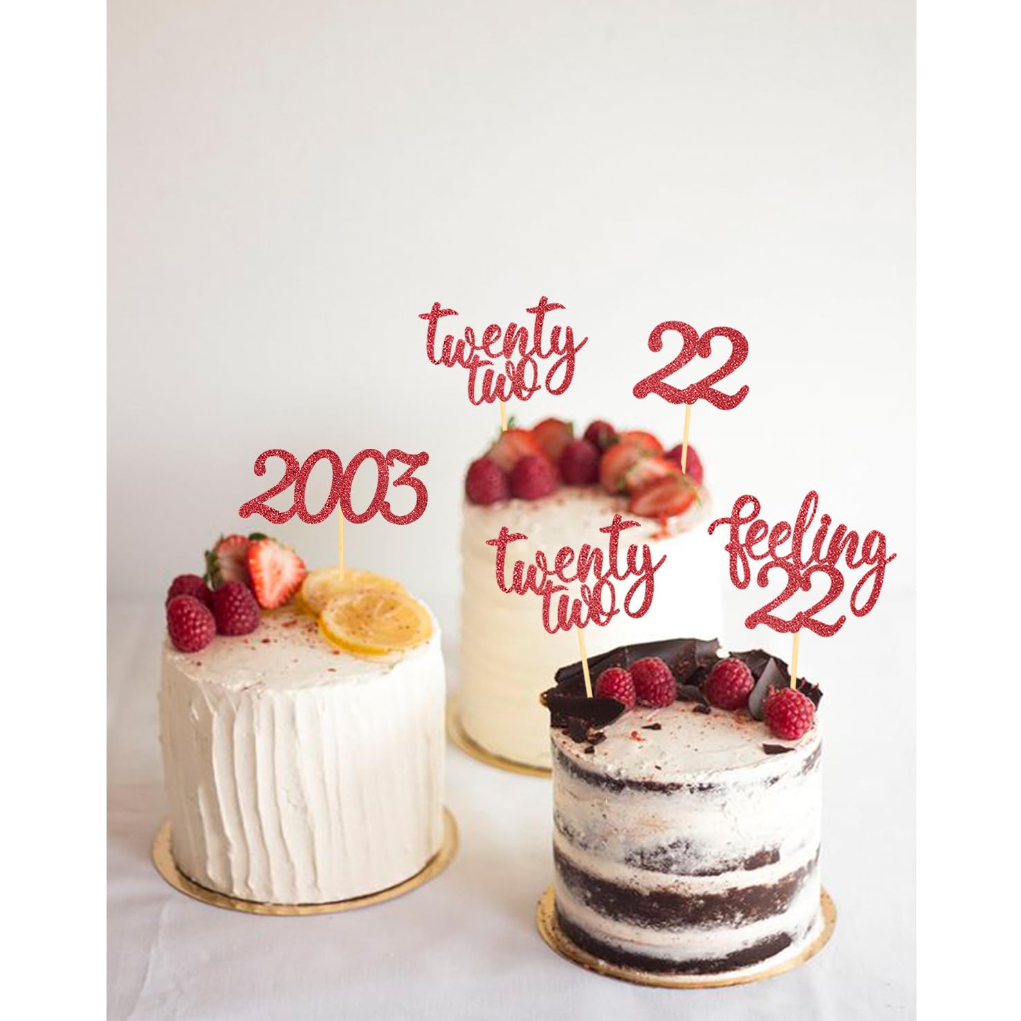 Tortenaufsatz 'I'm Feeling 22' – 22. Geburtstag Deko, 5,9 Cm, Schwarz-rot-glitzernd