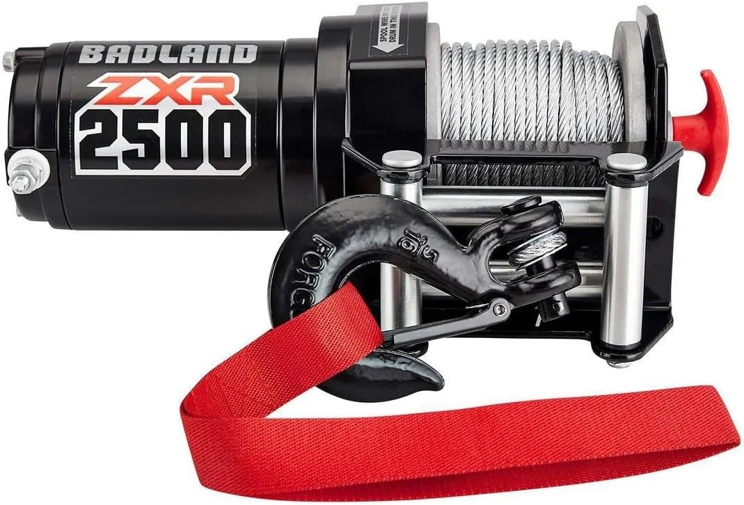 Badland ZXR 2500 lb Electric ATV Winch – Durable Wire Rope, Wireless Remote, and Mounting Hardware for Off-Road, Utility & Towing Applications