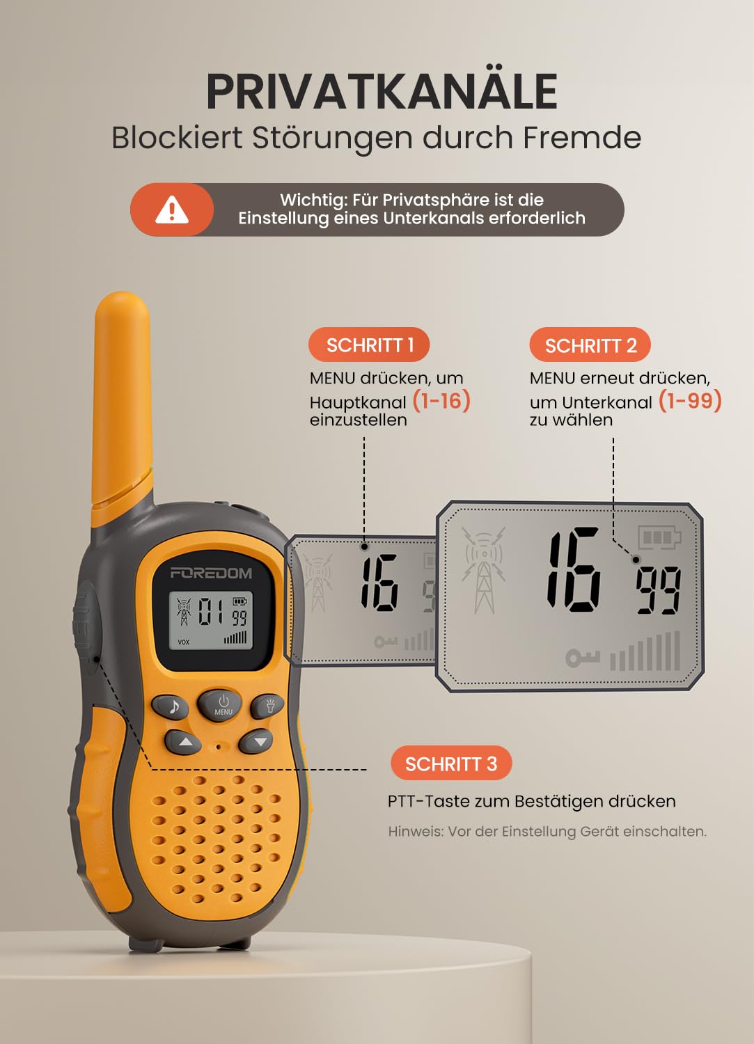 FOREDOM Wiederaufladbare Walkie Talkies für Kinder Walkie Talkies Funkgeräte Set 3-12 Jahre alte Jungen & Mädchen Spielzeug mit Taschenlampe, Abenteuer, Camping, Wandern – 3er Set