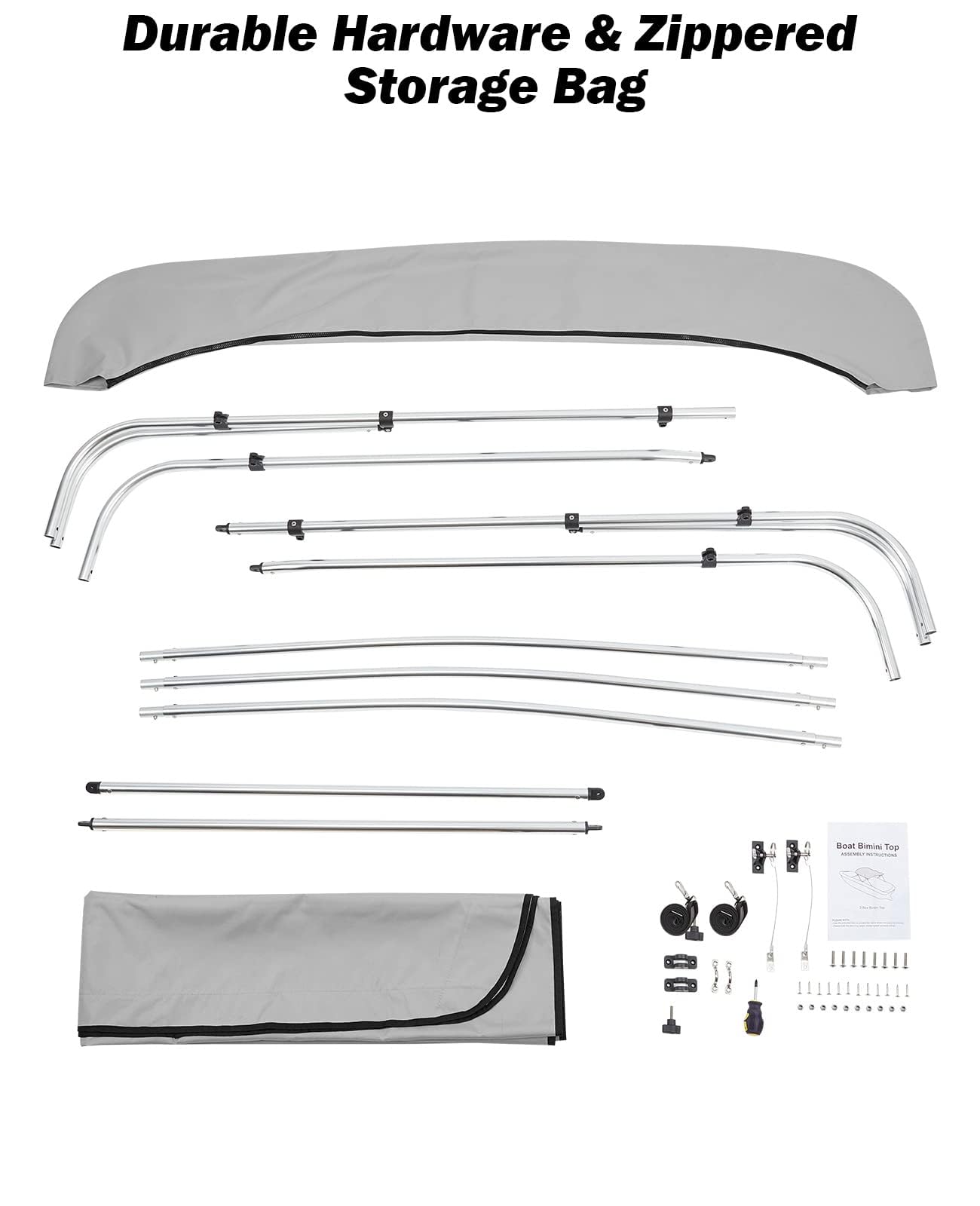 KEMIMOTO Bimini Top - Telo parasole per barca, colore grigio, 182 L x 170-182 W x 116 H cm