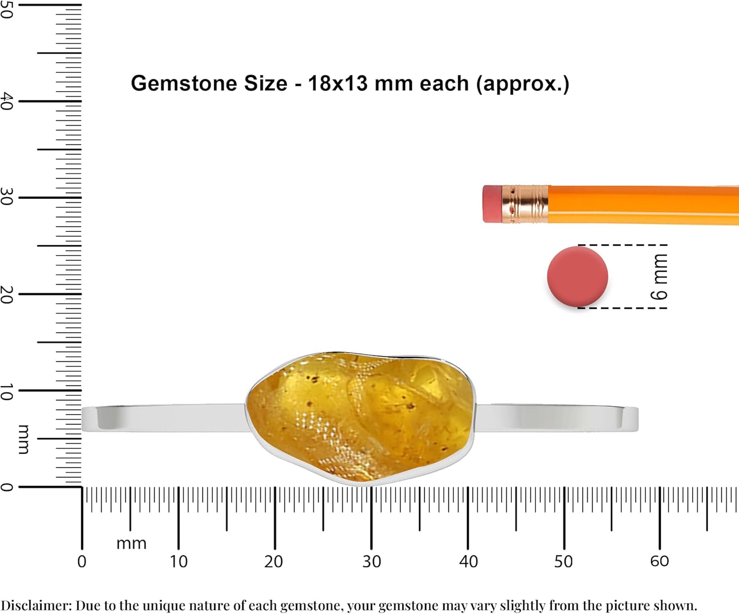 18x13mm Rough Natural Amber Adjustable Twister Bangle Bracelet for Women in Sterling Silver, October Birthstone Jewelry Gifts for Her Birthday, Anniversary, Graduation (Bezel-Set) - Image 3