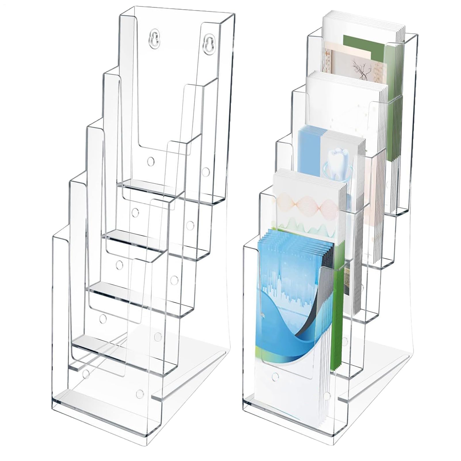 Présentoir transparent pour brochures Montage mural