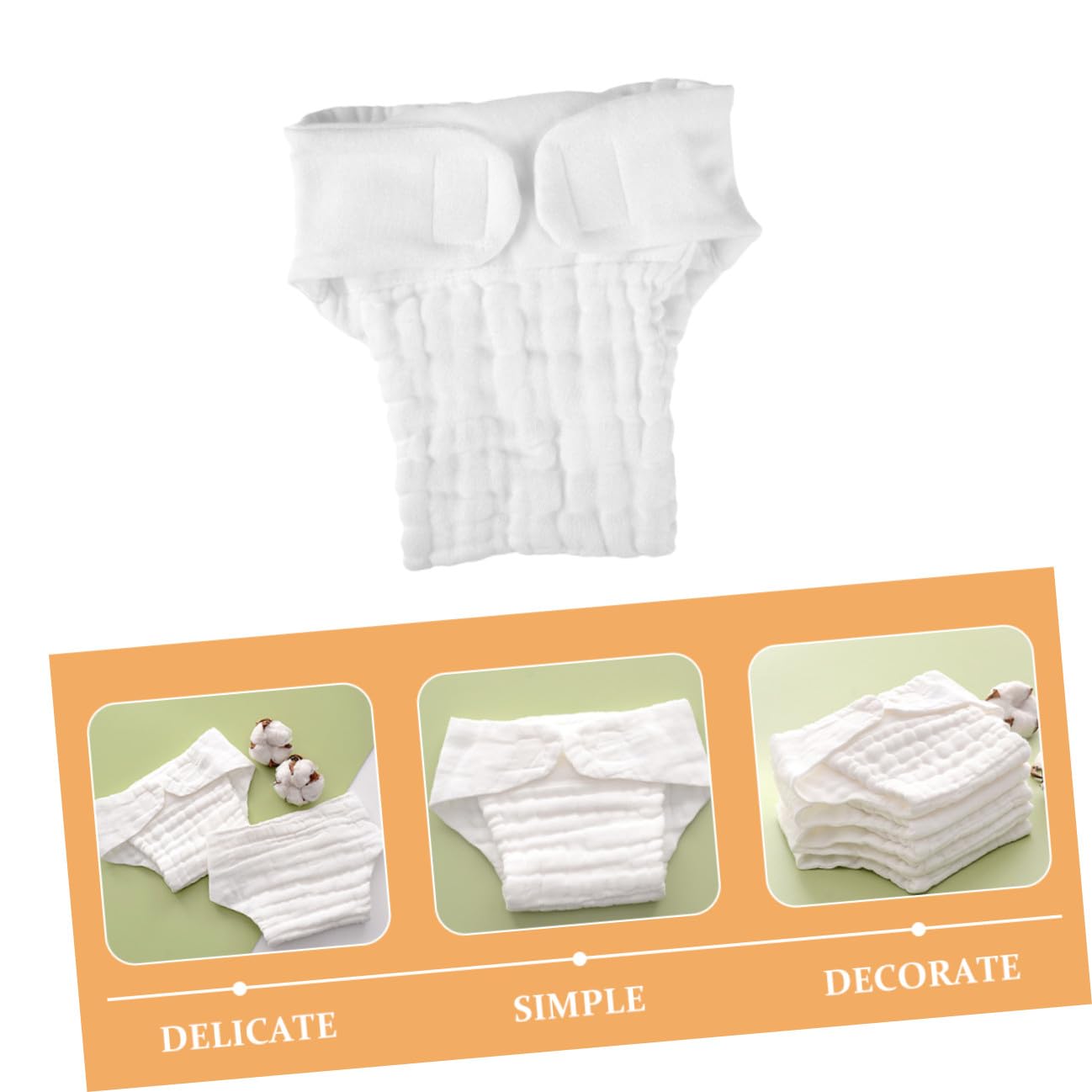 Pañal de Algodón Reutilizable para Ñiño, 5 Piezas, Talla M Blanco