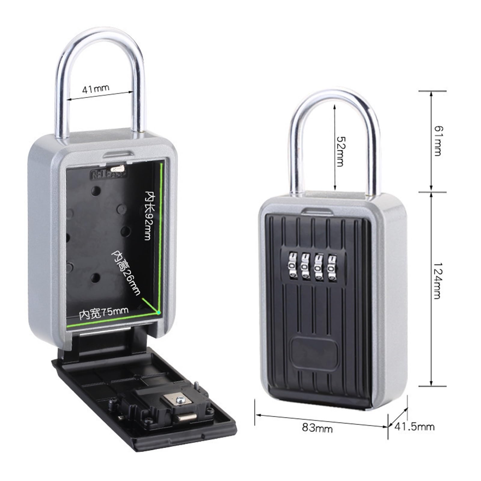 Coffre-Fort à clés Mural, Mini boîte à clés de Stockage avec Couvercle étanche à Combinaison à 4 Chiffres for Une Utilisation en extérieur,Durable et Protection(No Waterproof)
