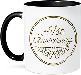 3dRose (mug_154483_4) 41st Anniversary, Gold Text for Celebrating Wedding Anniversaries, 41 Years Married Together - Two Tone Black Mug, 11oz