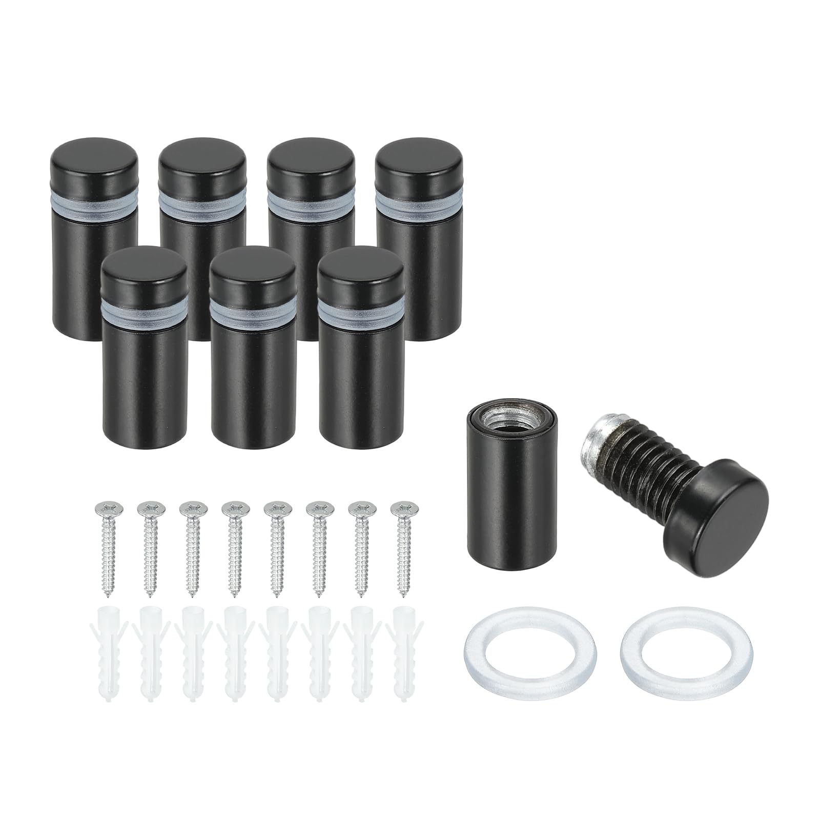 PATIKIL 1/2" x 1" Standoff Screws, 8Pcs Stainless Steel Wall Mount Sign Screw Stand Off Mounting Hardware Advertising Nail for Hanging Acrylic Picture Frame, Black