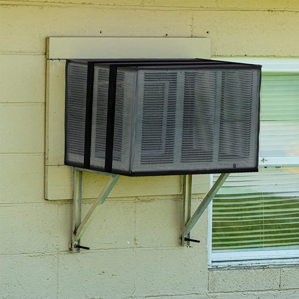Copertura in rete per condizionatore d'aria, in tessuto Oxford 420D, impermeabile, antipolvere, protezione per finestre, Unità Esterna, Traspirante, Anti-UV, colore nero (70 x 47 x 57 cm)