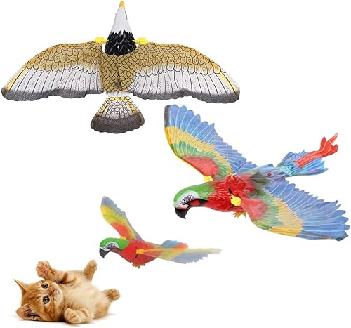 Miniatura 2 de soputry Juguete volador para gatos, juguete interactivo de simulación para gatos de interior, divertido pájaro volador eléctrico giratorio juguetes