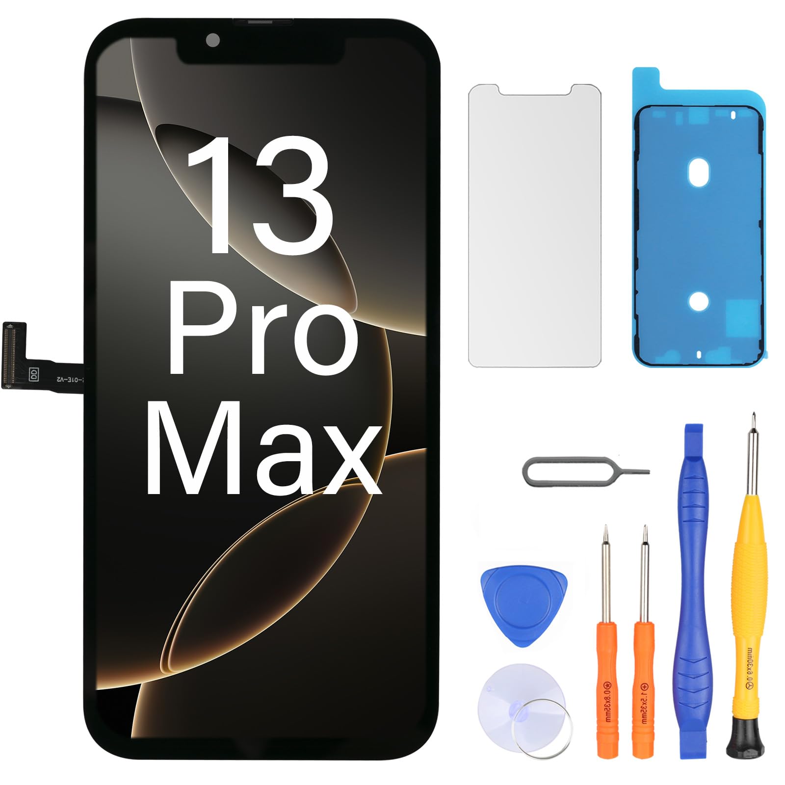 LL TRADER - Schermo per iPhone 13 Pro Max LCD 6,7" Schermo di Ricambio FHD, Touch Screen 3D Touch Digitizer, Kit di Montaggio del Telaio e Riparazione U01