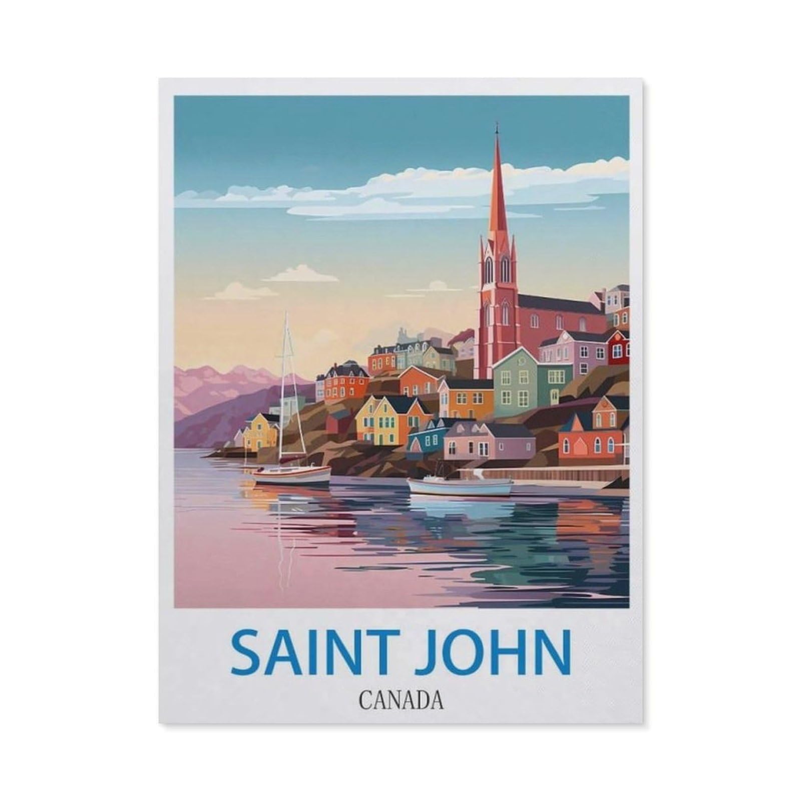 BEAYODKP 5D DIY Diamond Painting kit，Saint John Canada，Round Resin Diamond Cross Stitch, Home Decoration Gift（40 x 50 cm/15.74 x 19.68 inches）-CM99