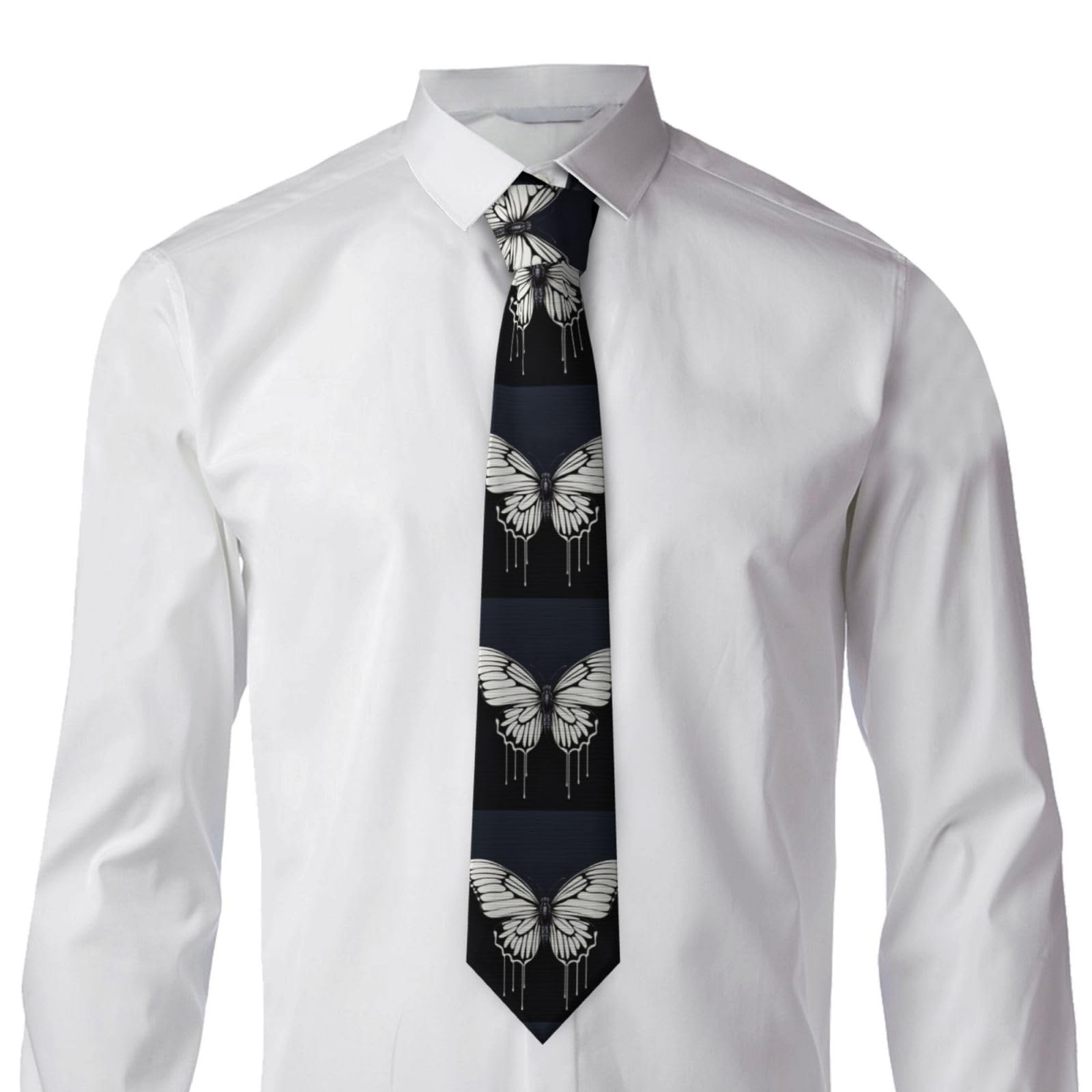 PAQOLSMCKR Mens Ties Classic Neat Tie A black and white butterfly Ties for Men Formal Men's Necktie for Business Dinner Wedding
