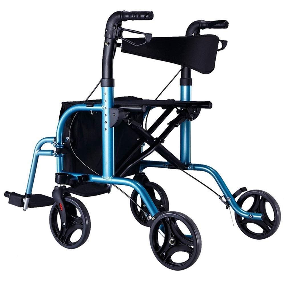 Carrello della Spesa Blu Regolabile in Altezza Pieghevole Manuale per Sedia a rotelle Camminatore Multifunzione Bastone da Passeggio Antiscivolo con Ospedale