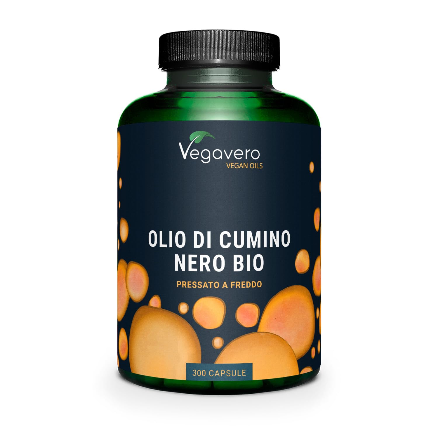 Olio di Cumino Nero BIO | 1000 mg | con Vitamina E | 55% di Acido Linoleico, 22% oleico e 0,2% di timochinone | Nigella Sativa Spremuta a Freddo | 300 capsule | Vegan | Vegavero®