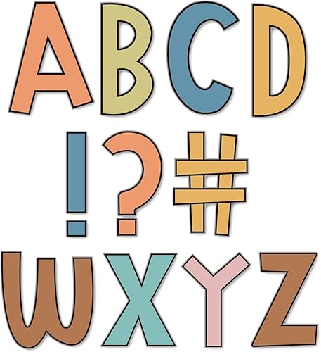 Whaline 232 calcomanías para tablón de anuncios de 2.5 pulgadas, calcomanías de letras del alfabeto bohemio, autoadhesivas, mayúsculas, letras