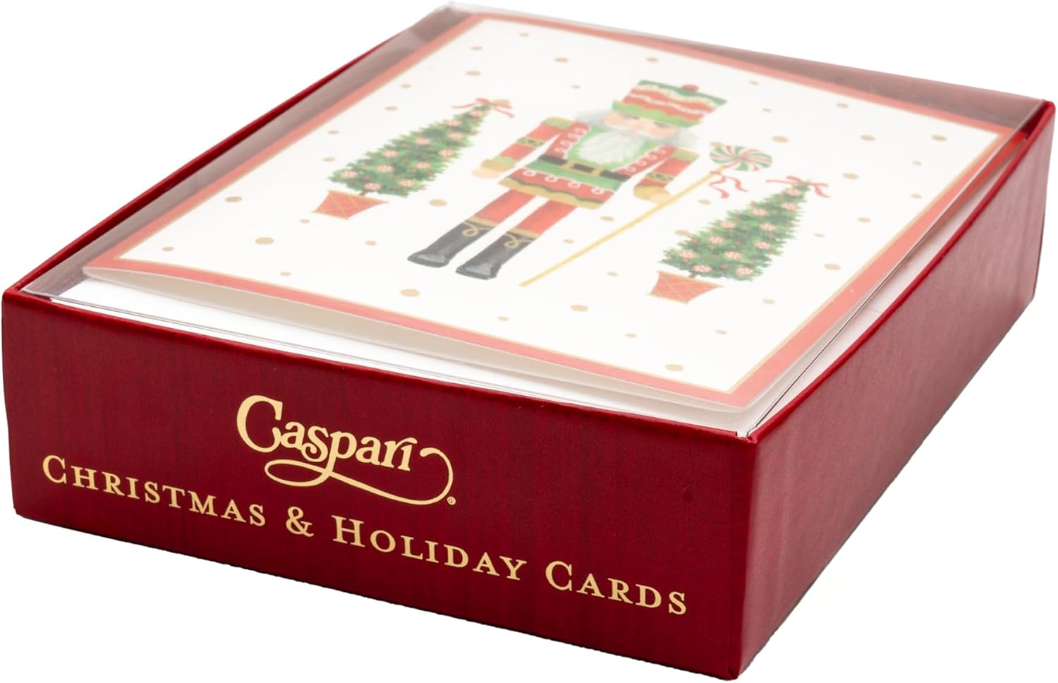 Caspari Lollipop Nutcracker Boxed Holiday Greeting Cards – Set of 15 Premium Christmas Cards & Envelopes, Printed in Switzerland, FSC Certified Paper