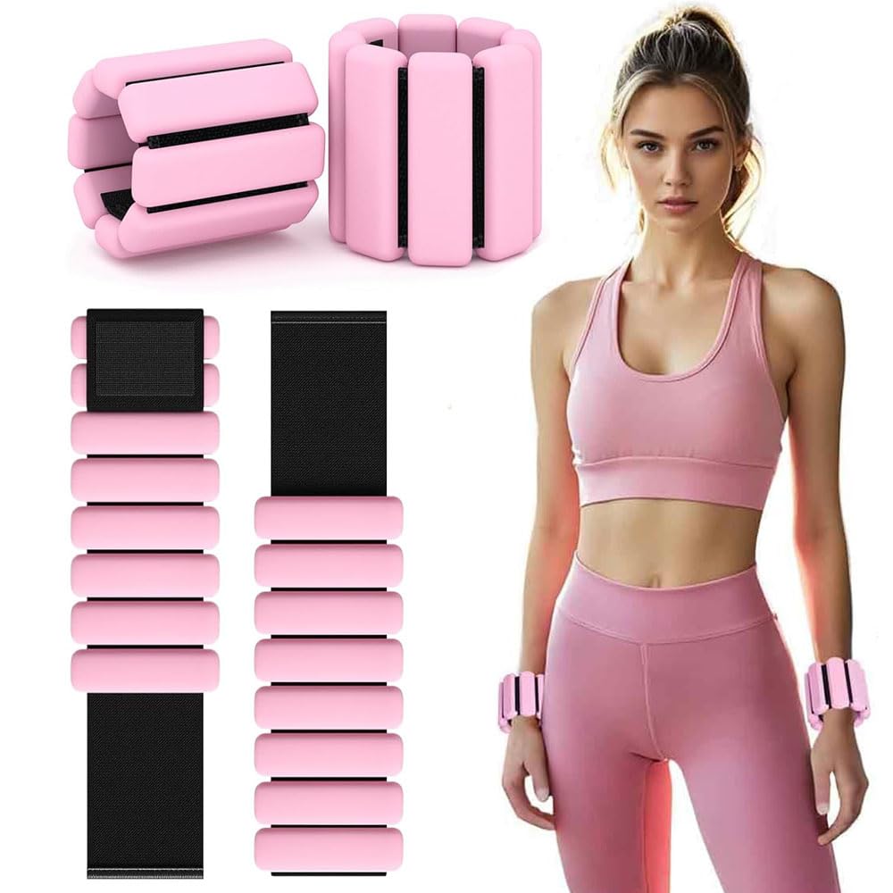 Adjustable Wrist Weights, Set of 2 (1lb Each), Wearable Wrist & Ankle Weights Bracelet, Wearable Leg Wrist Weights for Exercise, Yoga, Dance, Barre, Pilates, Cardio, Aerobics, Training Walking