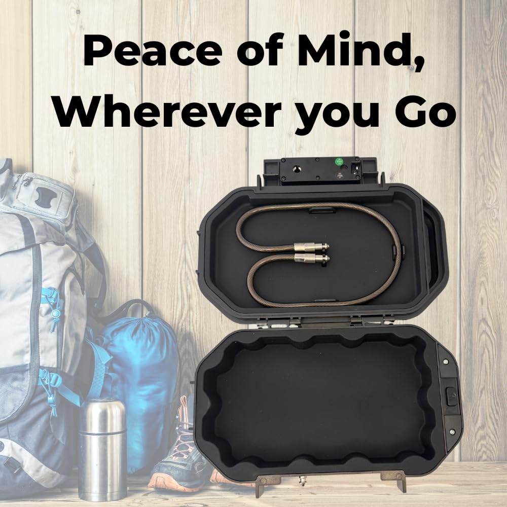 BRÜNN Cassetta di sicurezza portatile con serratura a combinazione, impermeabile, da viaggio, con cavo in acciaio, colore nero, scatola con combinazione, ideale per esterni, campeggio, spiaggia