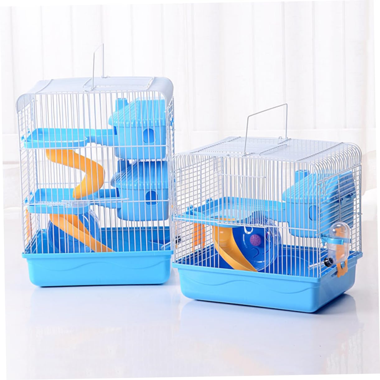 BESPORTBLE Cage pour Chinchilla - Maison pour Hamster Double Couche Sûre Et Spacieuse avec Roue De Course Et Bouteille Anti-Fuite