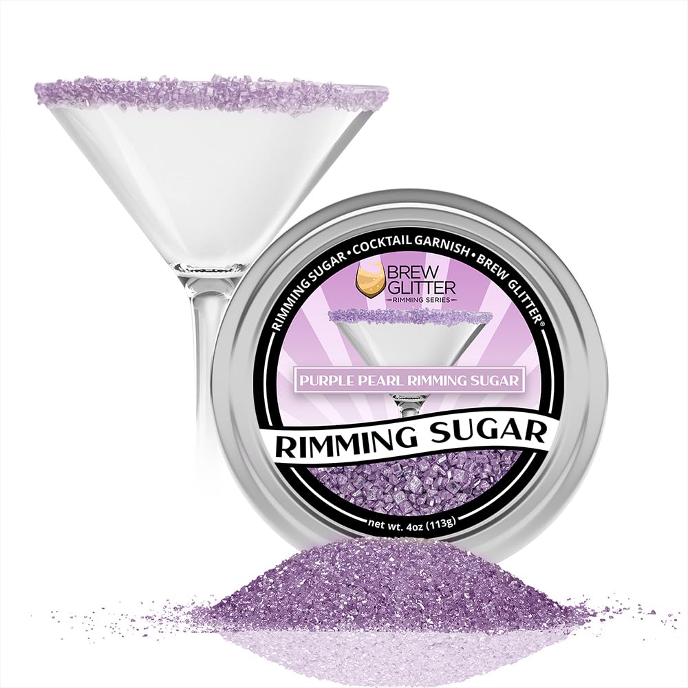 Brew Glitter - Purple Rimming Sugar (4oz, 1x Bar Tin) Cocktail Garnish for Mixed Drinks & Refreshments