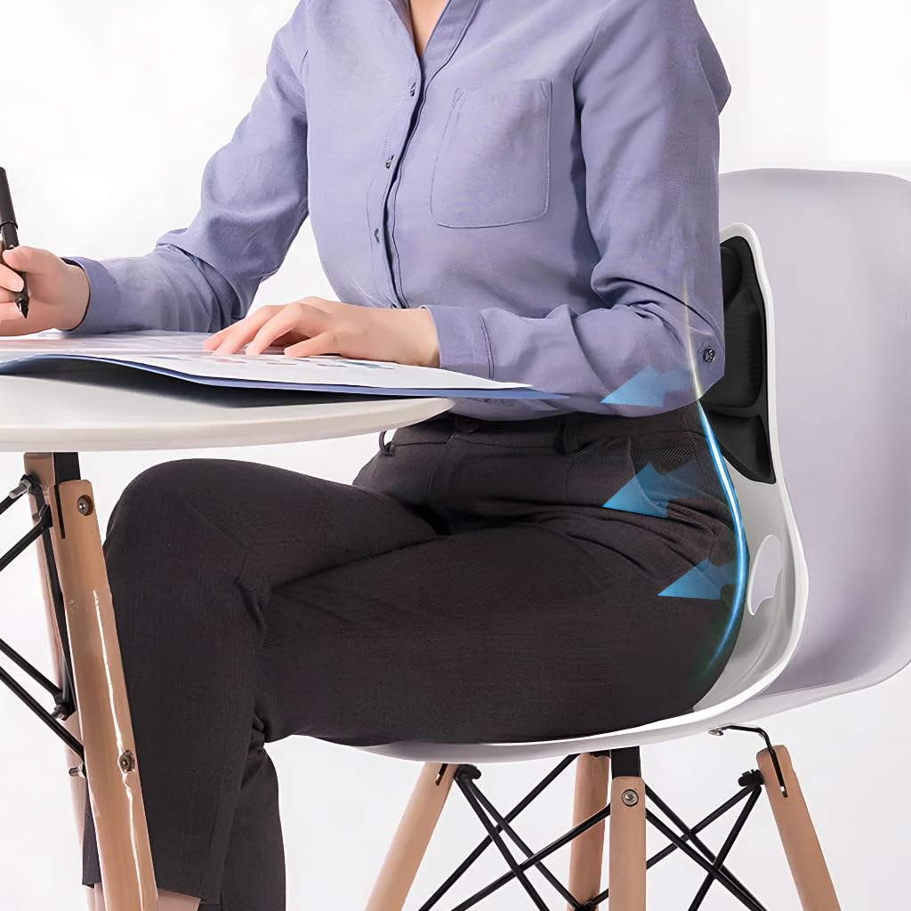 Fabulcozy Cushion Ergonómico para la Región Lumbar, Soporte para la Espalda, Ideal para Casa, Oficina y Coche. Tamaño: 42L x 32I x 34H cm, Color Negro